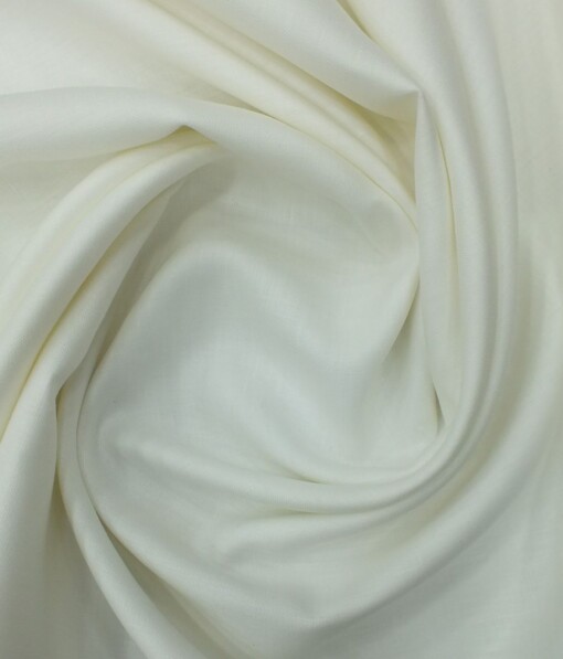 Linen Club White 100% Pure Linen Self Design Unstitched Trouser Fabric