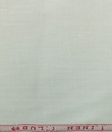Linen Club White 100% Pure Linen Self Design Unstitched Trouser Fabric