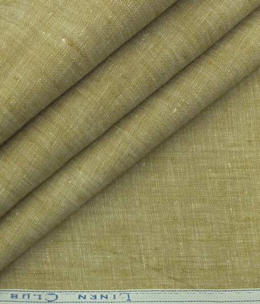 Linen Club Biscotti Beige 100% Pure Linen Self Design Unstitched Trouser Fabric