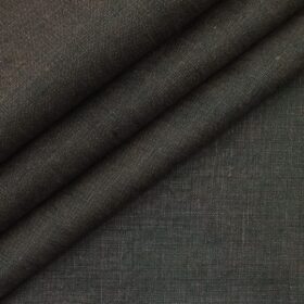 Linen Club Dark Brown 100% Pure Linen Self Design Unstitched Trouser Fabric