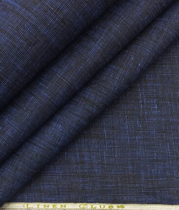 Linen Club Dark Royal Blue 100% Pure Linen Structured Unstitched Trouser Fabric