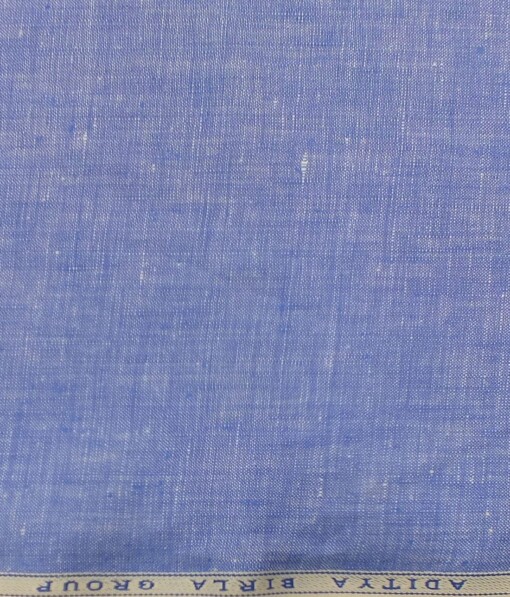 Linen Club Light Sky Blue 100% Pure Linen Self Design Unstitched Trouser Fabric