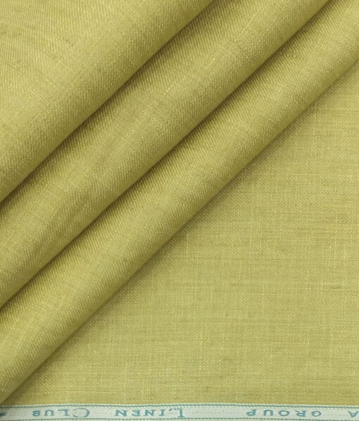 Linen Club Macaroon Beige 100% Pure Linen Self Design Unstitched Trouser Fabric