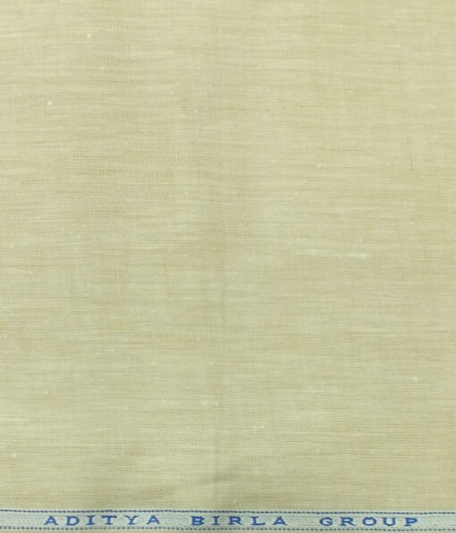 Linen Club Egg Nog Beige 100% Pure Linen Self Design Unstitched Trouser Fabric