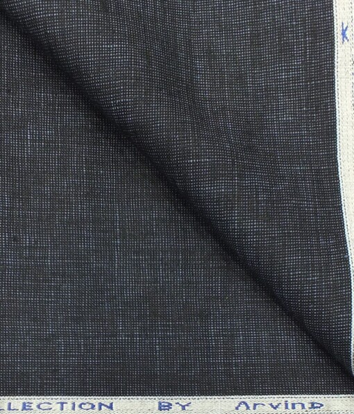 Arvind Dark Blue 100% Pure Linen 25 LEA Structured Unstitched Trouser Fabric
