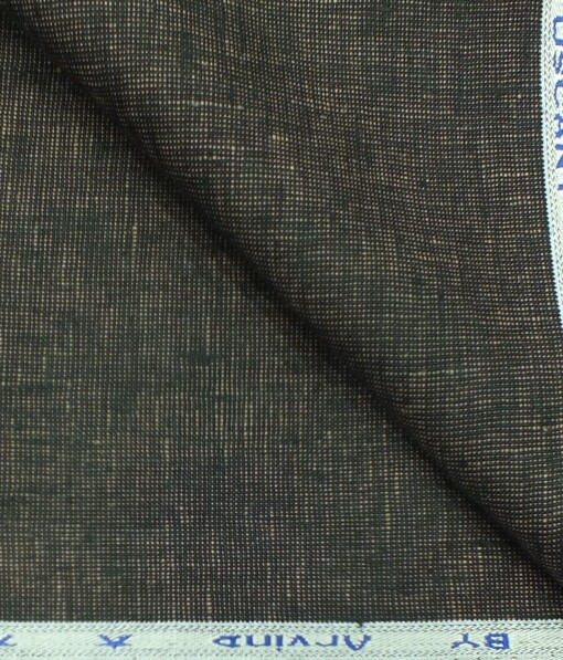 Arvind Dark Brown 100% Pure Linen 25 LEA Structured Unstitched Trouser Fabric