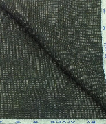 Arvind Green 100% Pure Linen 25 LEA Structured Unstitched Trouser Fabric