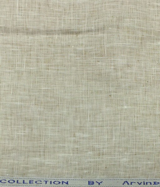 Arvind Butter Light Oat Beige 100% Pure Linen 25 LEA Structured Unstitched Trouser Fabric