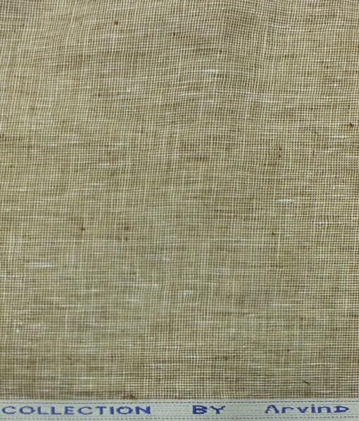 Arvind Butter Sand Beige 100% Pure Linen 25 LEA Structured Unstitched Trouser Fabric