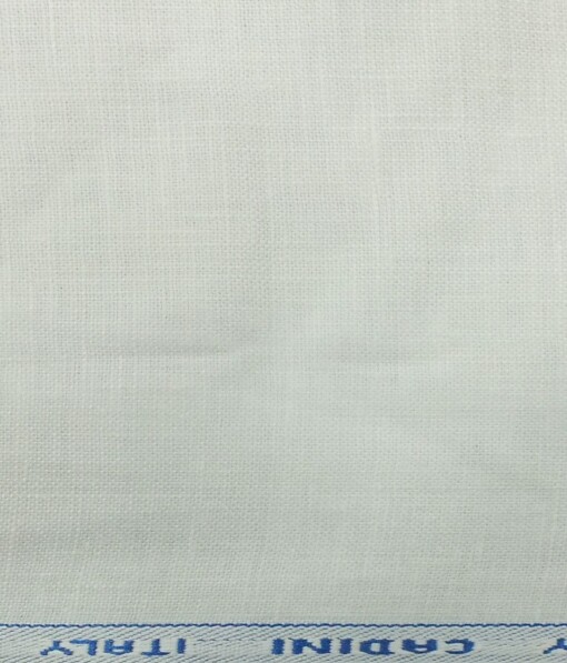 Cadini by Siyaram's White 100% Pure Linen 25 LEA Self Design Unstitched Trouser Fabric