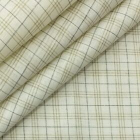 Raymond Medium Brown Structured Trouser Fabric With Exquisite Khadi Look Cream Checks Shirt Fabric (Unstitched)