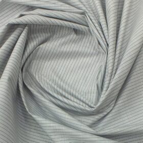 Raymond Dark Greenish Grey Self Check Trouser Fabric With Exquisite Light Grey Striped Shirt Fabric (Unstitched)