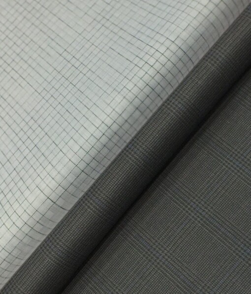 Raymond Dark Grey Broad Self Checks Trouser Fabric With Exquisite Light Grey Checks Shirt Fabric (Unstitched)