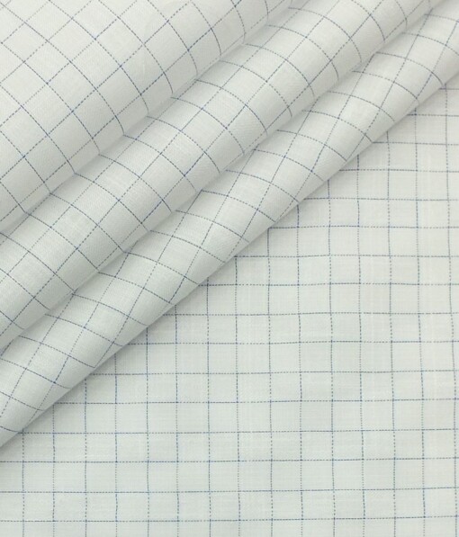 Raymond Dark Blue Self Design Trouser Fabric With Exquisite White Checks Shirt Fabric (Unstitched)