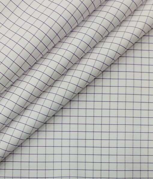 Raymond Dark Purple Self Check Trouser Fabric With Exquisite White base Purple Checks Shirt Fabric (Unstitched)
