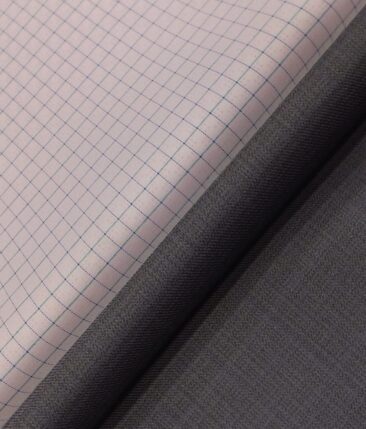 Raymond Dark Purple Self Design Trouser Fabric With Exquisite Light Pink Checks Shirt Fabric (Unstitched)