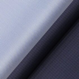 Raymond Dark Royal Blue Self Design Trouser Fabric With Exquisite Light Blue Structured Shirt Fabric (Unstitched)