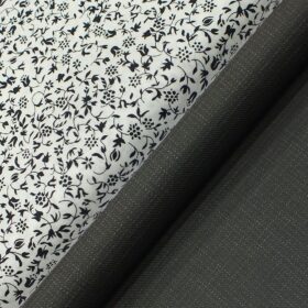 Raymond Blackish Grey Self Design Trouser Fabric With Nemesis White 100% Egyptian Giza Cotton Printed Shirt Fabric (Unstitched)