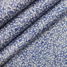 Raymond Dark Royal Blue Self Design Trouser Fabric With Bombay Rayon White Printed 100% Cotton Shirt Fabric (Unstitched)
