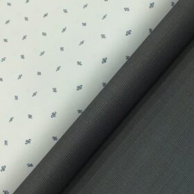 Raymond Dark Blueish Grey Structured Trouser Fabric With Monza White Printed 100% Cotton Shirt Fabric (Unstitched)
