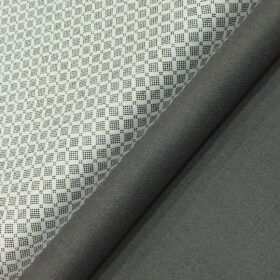Raymond Worsted Dark Grey Trouser Fabric With Monza White Printed 100% Cotton Shirt Fabric (Unstitched)