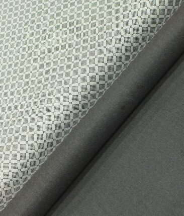 Raymond Worsted Dark Grey Trouser Fabric With Monza White Printed 100% Cotton Shirt Fabric (Unstitched)