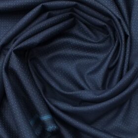 Don & Julio (D & J) Dark Ocean Blue Dotted Premium Party Wear Three Piece Unstitched Suit Length Fabric (Unstitched - 3.75 Mtr)
