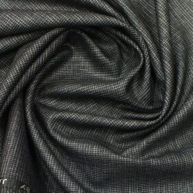 J.Hampstead by Siyaram's Men's Black & Silver Structured Poly Viscose Trouser Fabric (Unstitched - 1.25 Mtr)
