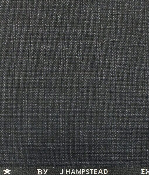 J.Hampstead by Siyaram's Men's Dark Blueish Grey Self Check Poly Viscose Trouser Fabric (Unstitched - 1.25 Mtr)