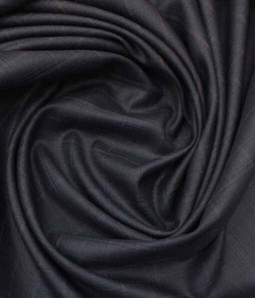 J.Hampstead by Siyaram's Men's Dark Blue Checks Poly Viscose Trouser Fabric (Unstitched - 1.25 Mtr)
