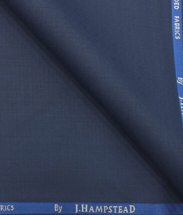 J.Hampstead by Siyaram's Men's Aegan Blue Structured Poly Viscose Trouser Fabric (Unstitched - 1.25 Mtr)