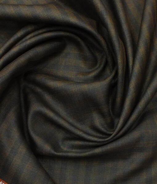J.Hampstead by Siyaram's Men's Brown & Blue Self Checks Poly Viscose Trouser Fabric (Unstitched - 1.25 Mtr)