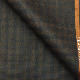 J.Hampstead by Siyaram's Men's Brown & Blue Self Checks Poly Viscose Trouser Fabric (Unstitched - 1.25 Mtr)