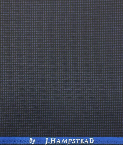 J.Hampstead by Siyaram's Men's Dark Blue Structured Poly Viscose Trouser Fabric (Unstitched - 1.25 Mtr)
