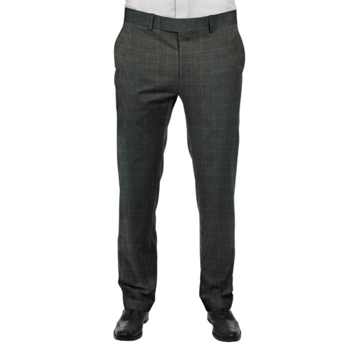 J.Hampstead by Siyaram's Men's Dark Grey Structured & Checks Poly Viscose Trouser Fabric (Unstitched - 1.25 Mtr)