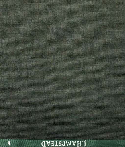 J.Hampstead by Siyaram's Men's Dark Green Self Checks Poly Viscose Trouser Fabric (Unstitched - 1.25 Mtr)
