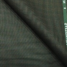 J.Hampstead by Siyaram's Men's Dark Green Self Checks Poly Viscose Trouser Fabric (Unstitched - 1.25 Mtr)