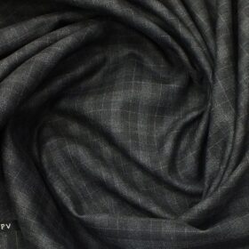 J.Hampstead by Siyaram's Men's Dark Grey Self Check Poly Viscose Trouser Fabric (Unstitched - 1.25 Mtr)