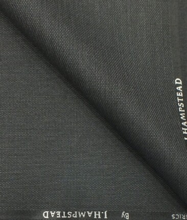 J.Hampstead by Siyaram's Men's Dark Grey Structured Poly Viscose Trouser Fabric (Unstitched - 1.25 Mtr)