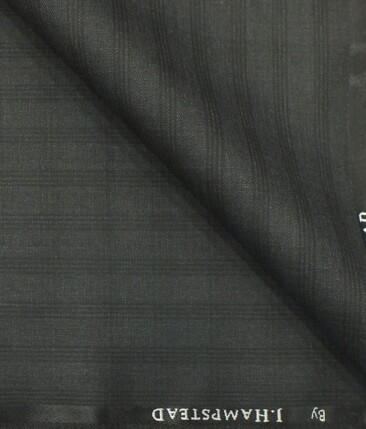 J.Hampstead by Siyaram's Men's Dark Grey Self Checks Poly Viscose Trouser Fabric (Unstitched - 1.25 Mtr)
