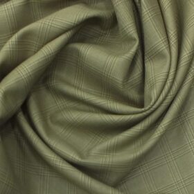 J.Hampstead by Siyaram's Men's Fawn Beige Checks Poly Viscose Trouser Fabric (Unstitched - 1.25 Mtr)