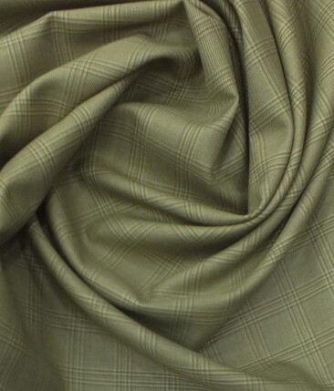 J.Hampstead by Siyaram's Men's Fawn Beige Checks Poly Viscose Trouser Fabric (Unstitched - 1.25 Mtr)