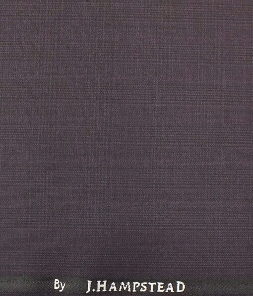 J.Hampstead by Siyaram's Men's Grape Purple Checks Poly Viscose Trouser Fabric (Unstitched - 1.25 Mtr)