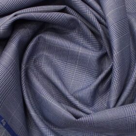 J.Hampstead by Siyaram's Men's Light Blue Checks Poly Viscose Trouser Fabric (Unstitched - 1.25 Mtr)