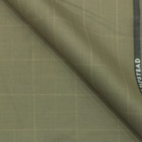 J.Hampstead by Siyaram's Men's Hazelnut Beige Self Checks Poly Viscose Trouser Fabric (Unstitched - 1.25 Mtr)