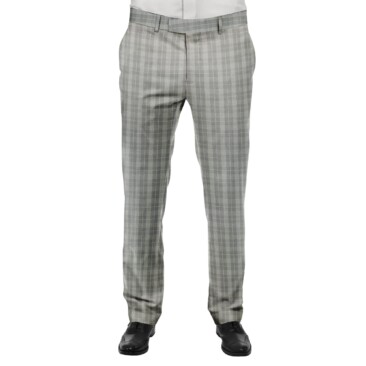 J.Hampstead by Siyaram's Men's Light Grey Checks Poly Viscose Trouser Fabric (Unstitched - 1.25 Mtr)