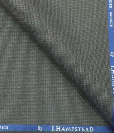 J.Hampstead by Siyaram's Men's Medium Grey Structured Poly Viscose Trouser Fabric (Unstitched - 1.25 Mtr)