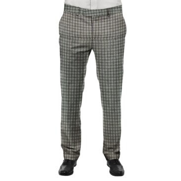 J.Hampstead by Siyaram's Men's Silver Grey Checks Jute Weave Poly Viscose Trouser Fabric (Unstitched - 1.25 Mtr)