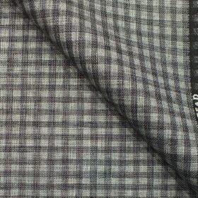 J.Hampstead by Siyaram's Men's Silver Grey Checks Jute Weave Poly Viscose Trouser Fabric (Unstitched - 1.25 Mtr)
