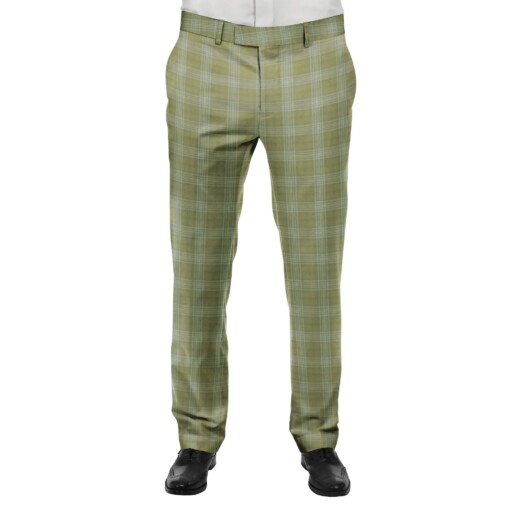 J.Hampstead by Siyaram's Men's Sand Beige Checks Terry Rayon Trouser Fabric (Unstitched - 1.25 Mtr)